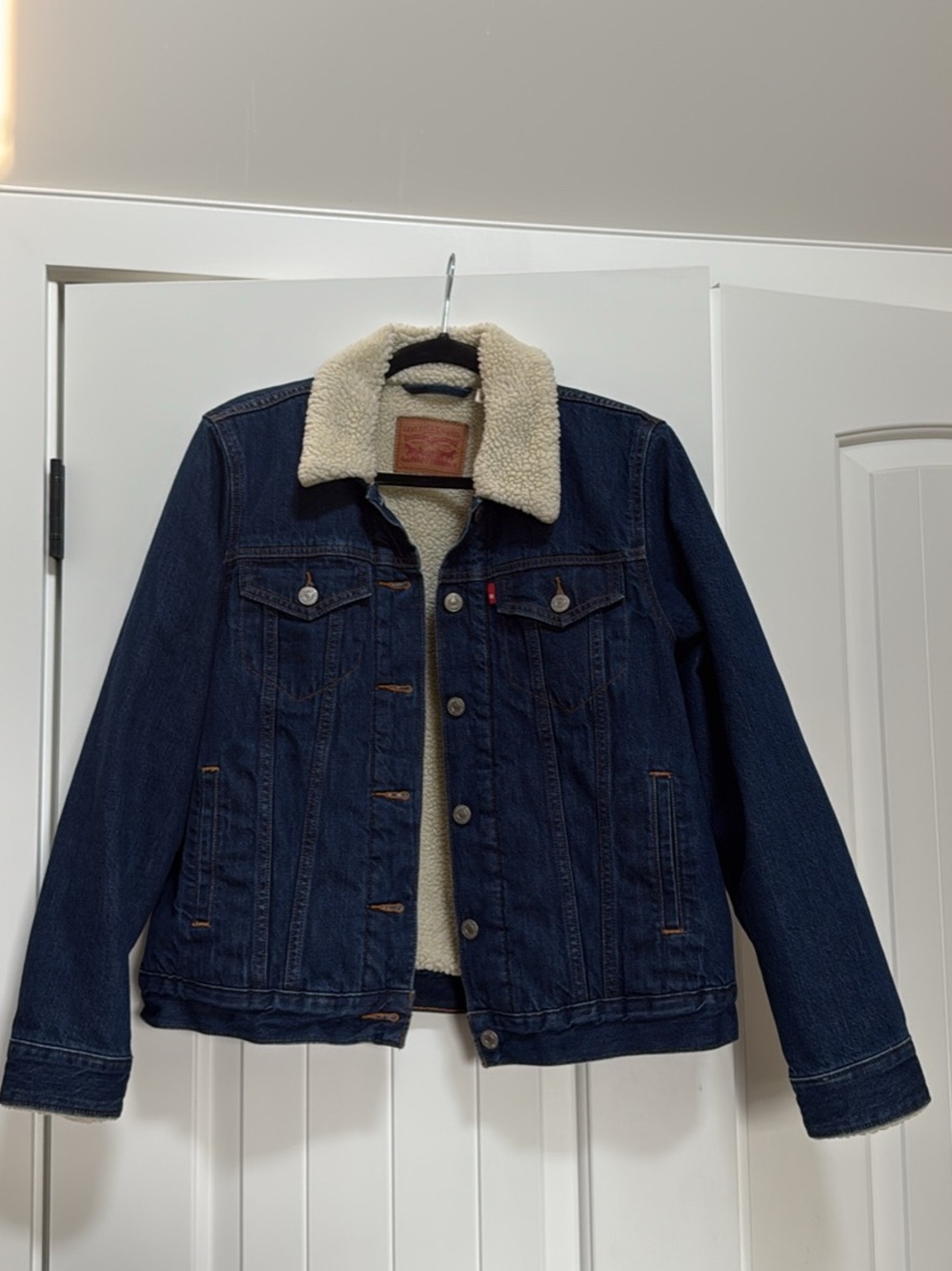 Levi's Dark Blue Denim Jacket with Cream Sherpa Collar
